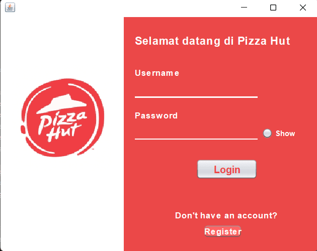 Pizza Hut, Java program made with Swing, Sql, Jasper